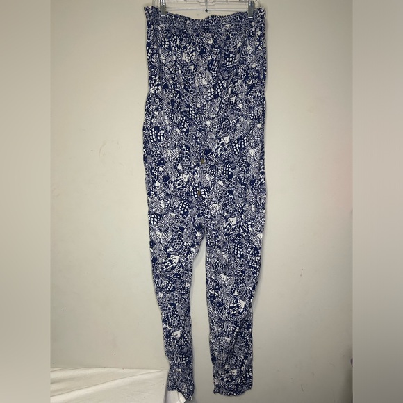Lilly Pulitzer Target Blue White Strapless UpStream Fish Print Jumpsuit Size 1X - Picture 2 of 8